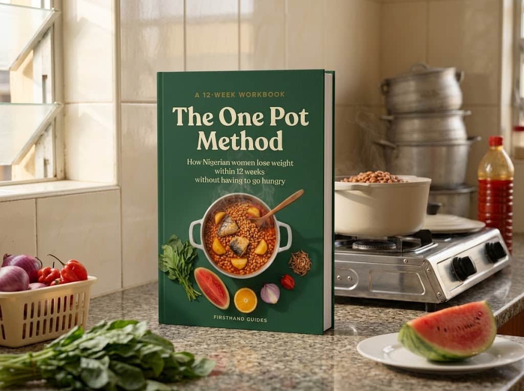 The One Pot Method workbook standing upright in a kitchen